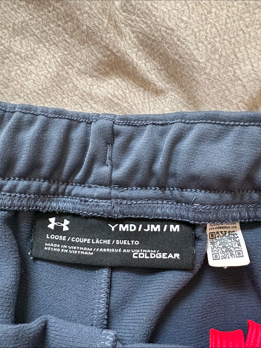 Under Armour Girls Navy Sweatpants with Bright Pink Trim - Picture 9 of 9